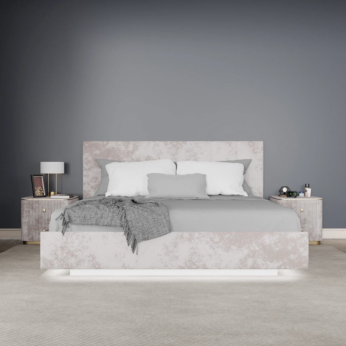Кровать с подъемным механизмом Диона Кашемир 200х200 (avatr3)